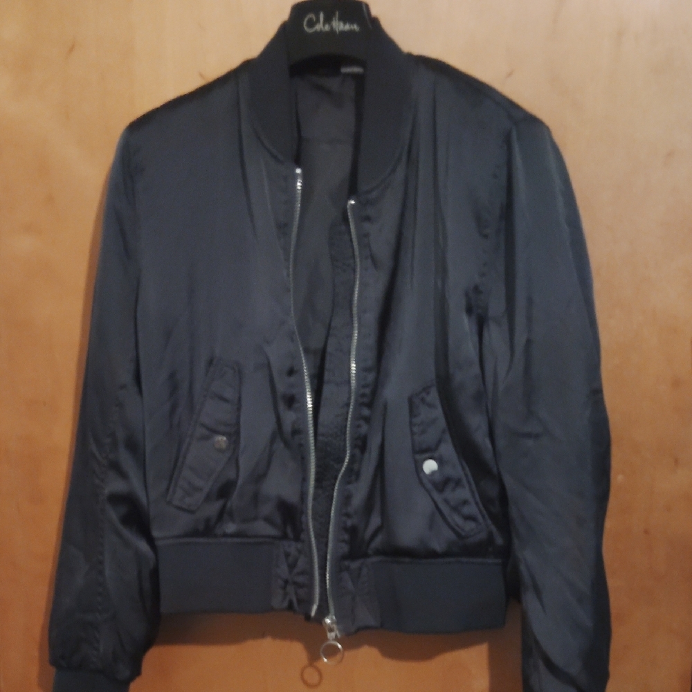 Chateau Sleek Black Bomber Jacket